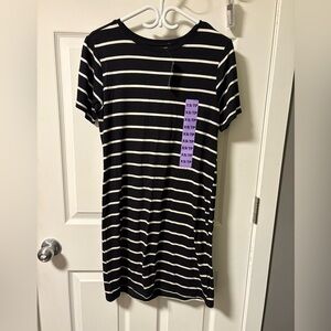 BCBG Black and White Striped Dress